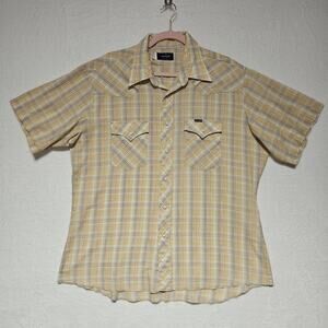 Vtg‎ WRANGLER Shirt Mens SZ XL Western Wear Short Sleeve Pearl Snap